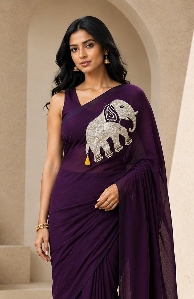 Elephant Mulcotton Saree
