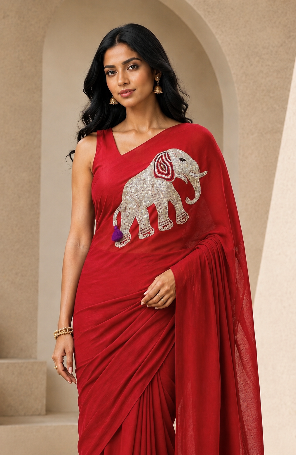 Elephant Mulcotton Saree