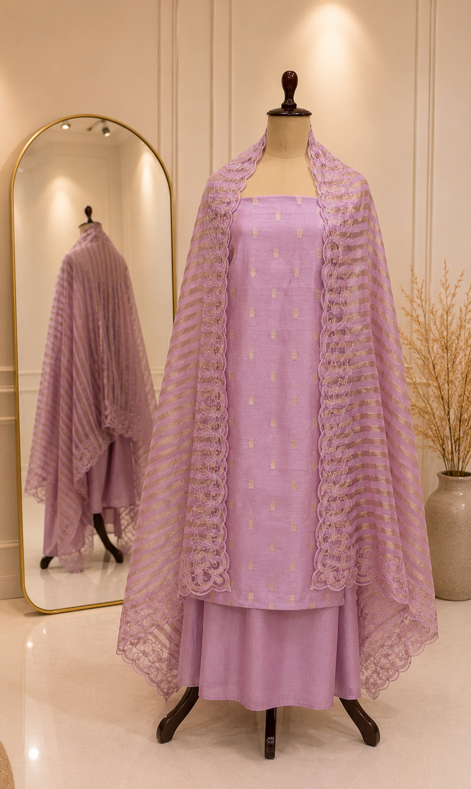 Pure Banaras Silk & Organza Dupatta Suit (3 piece)