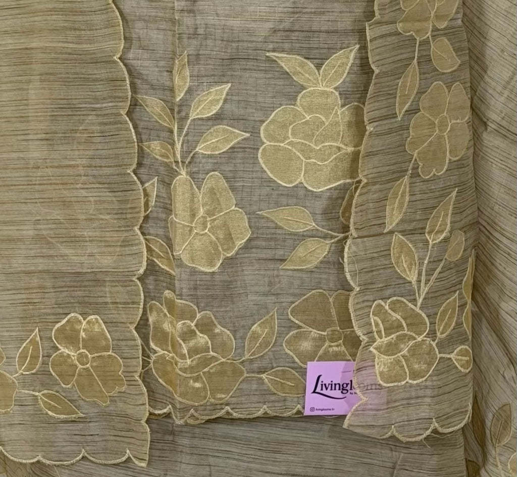 Pure Tussar Applique  Suit (3 piece)