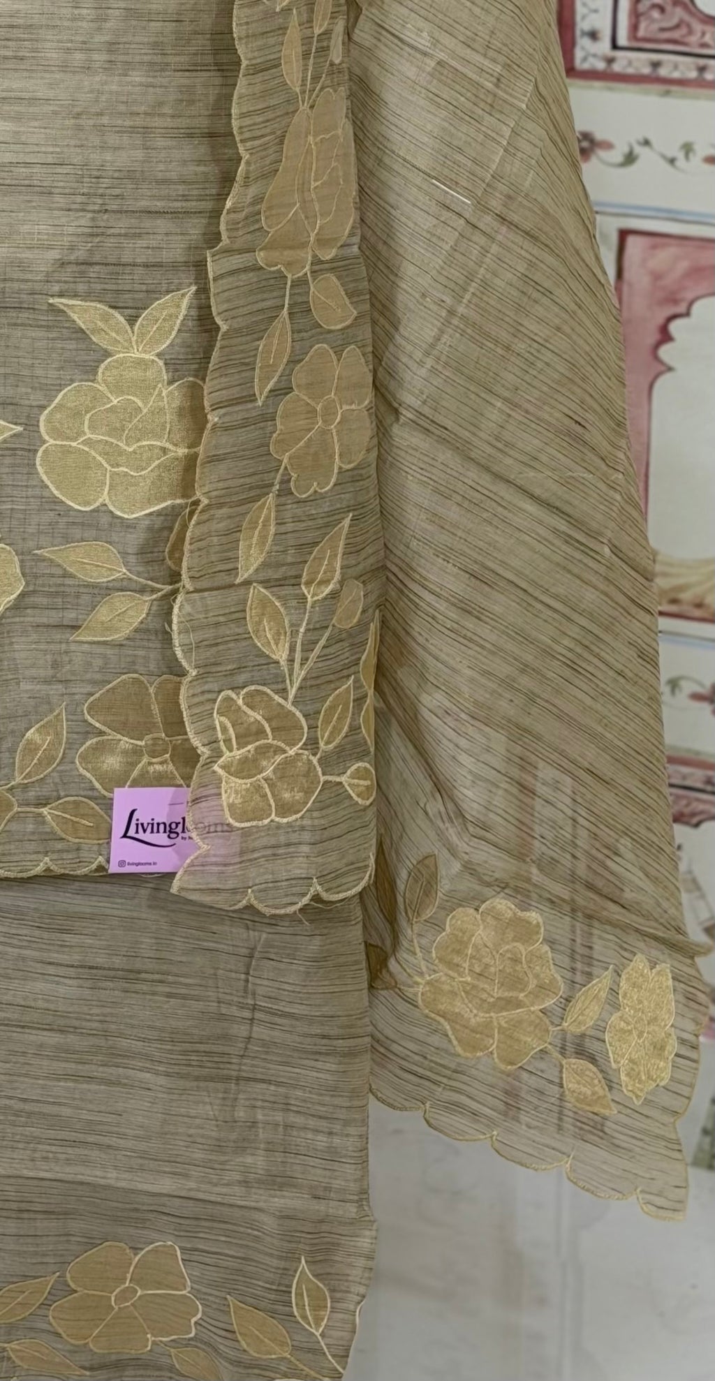 Pure Tussar Applique  Suit (3 piece)