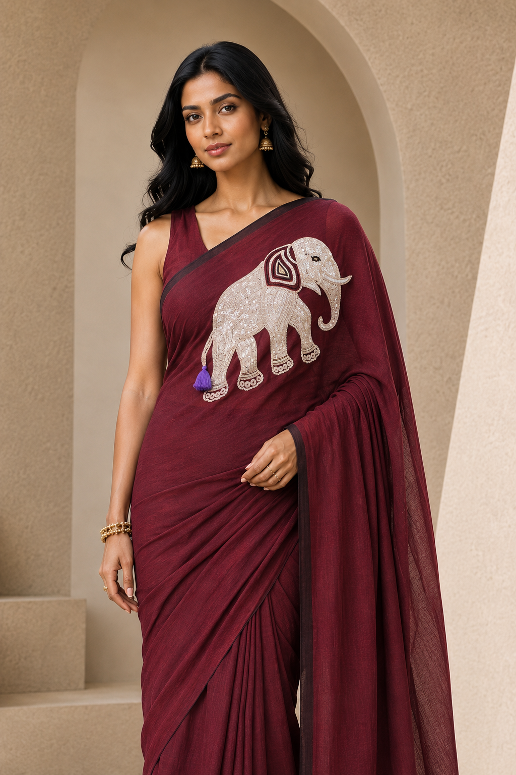 Elephant Mulcotton Saree