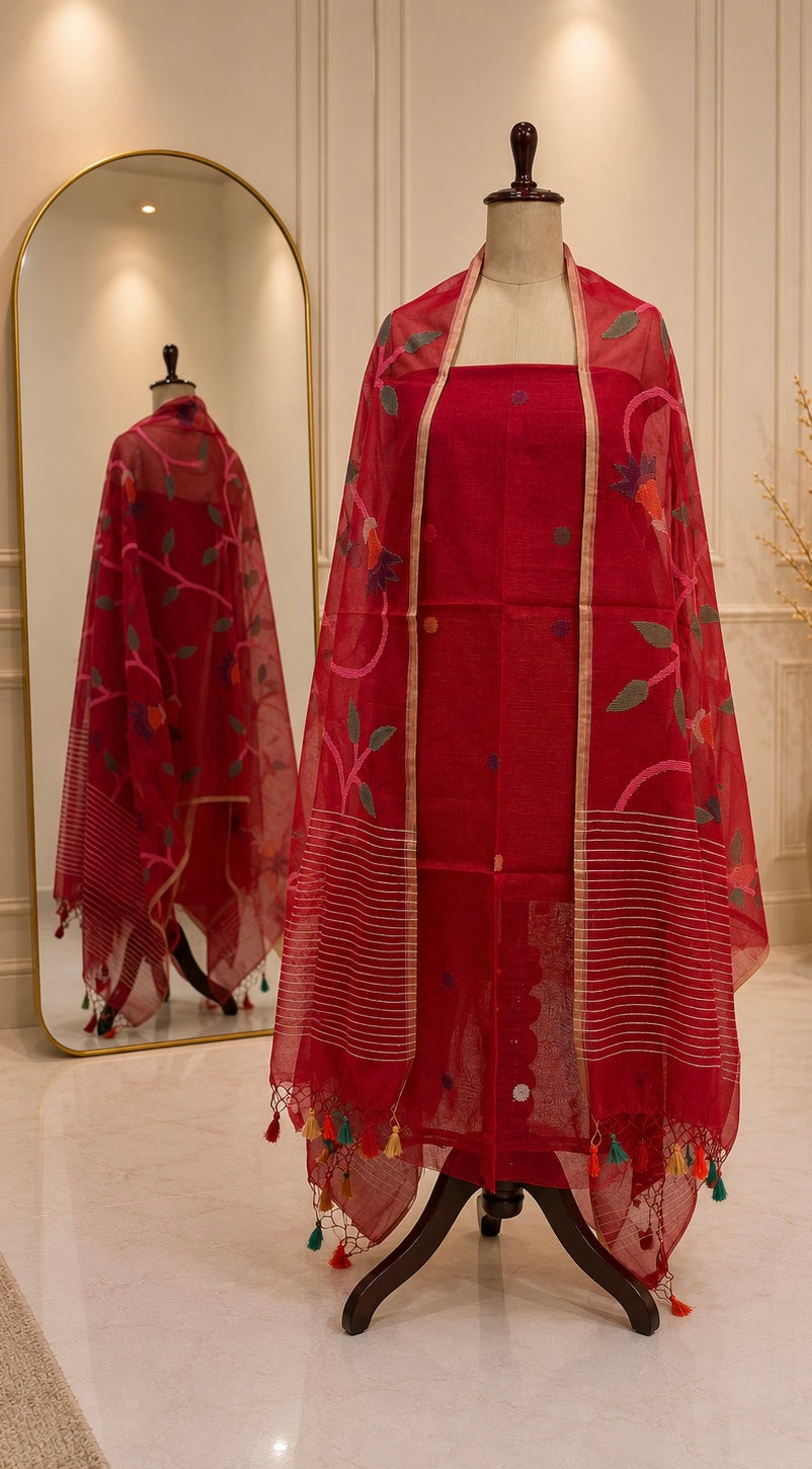 Pure Muslin Alover Jamdani (2 Piece)