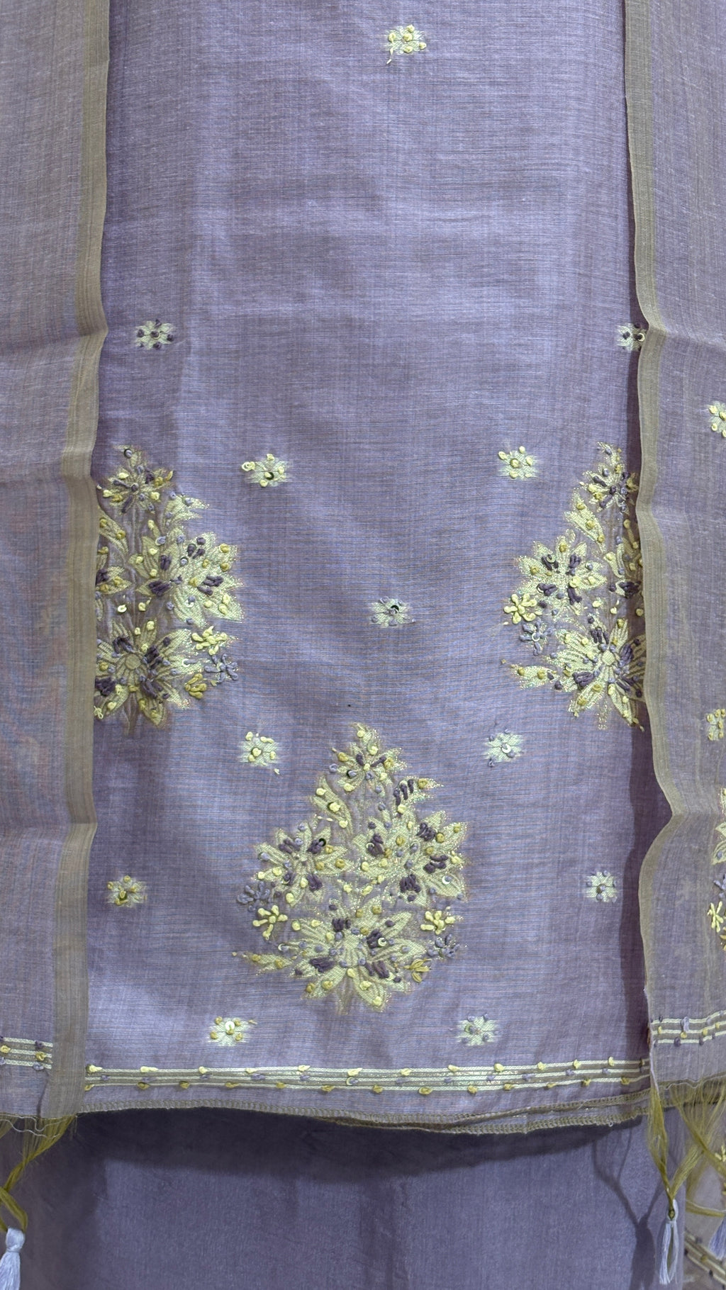 Pure Mulchanderi Suit( 3 piece)