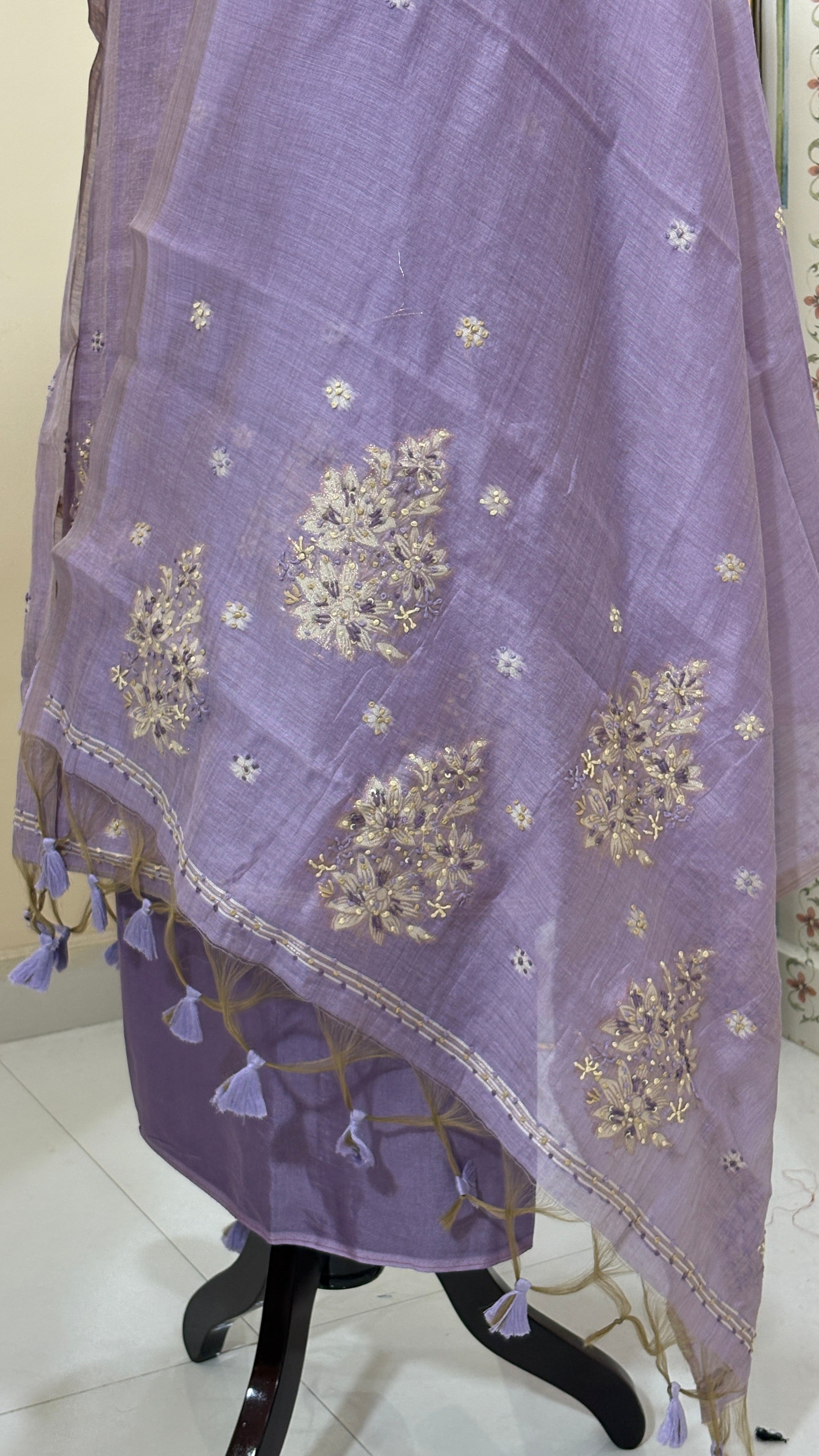 Pure Mulchanderi Suit( 3 piece)