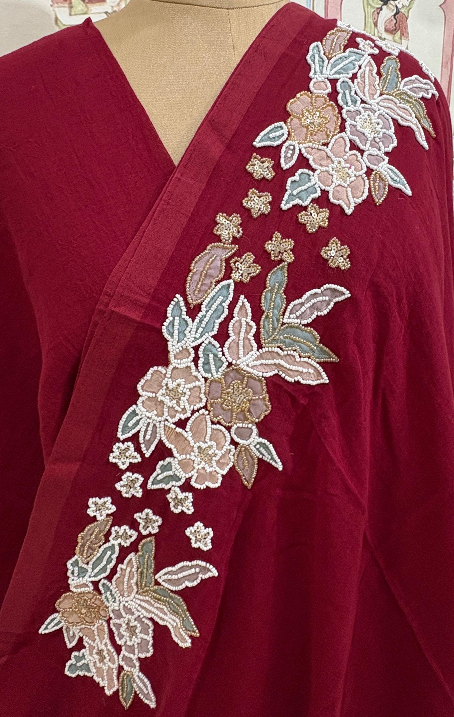 Floralwork Mulcotton Saree